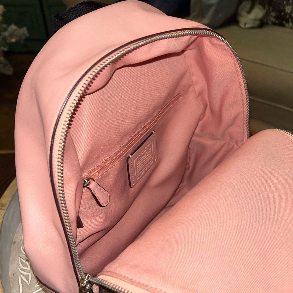 Coach mini backpack pink and brown. Like new.